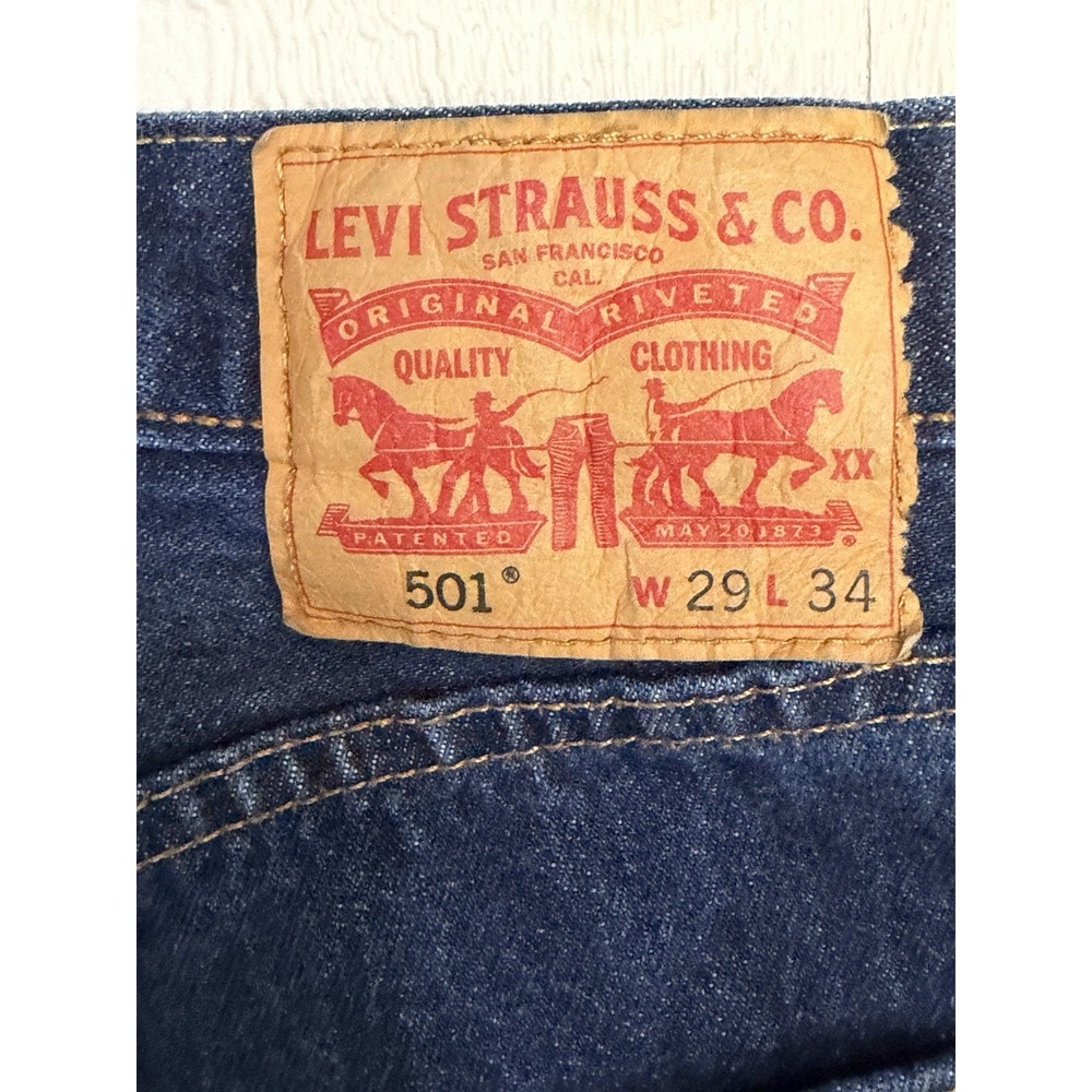 Levi's Men's 501 Original Fit Straight Leg Button Fly Jeans 29x34 - Picture 4 of 7